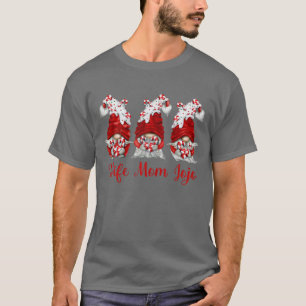 Womens Candy Cane Gnome Wife Mam Jojo Personeelsal T-shirt