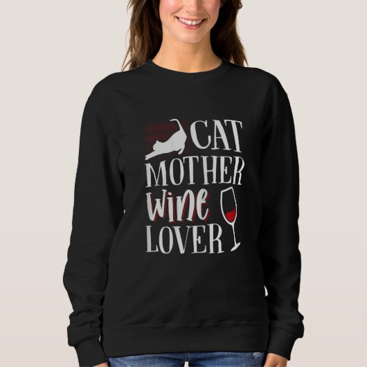 Womens Cat mother wine Trui (Voorkant)