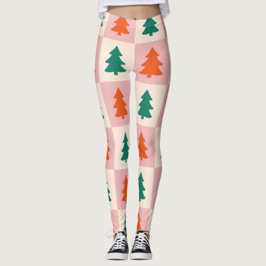 Women's Checkered Christmas Leggings (Voorkant)