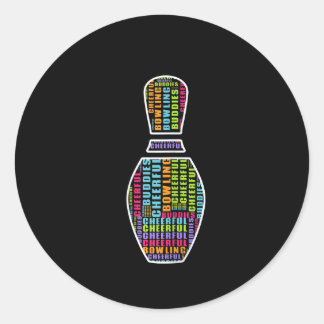 Womens Cheerful Bowling Squad Artwork T-Shirt Ronde Sticker