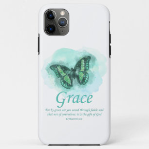 Womens Christelijke bijbelvlinder Verse: Grace iPhone 11 Pro Max Hoesje