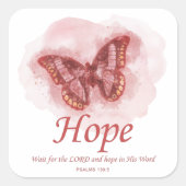 Women's Christian Butterfly Bible Verse: Hope Vierkante Sticker (Voorkant)