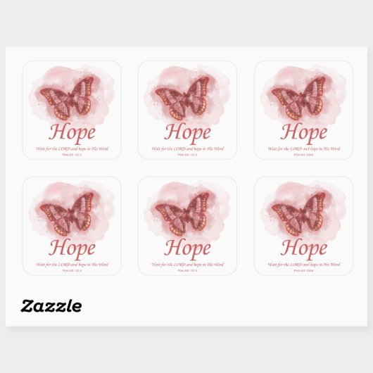 Women's Christian Butterfly Bible Verse: Hope Vierkante Sticker (Vel)