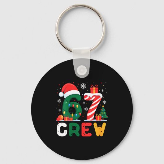 Womens Christmas 67 Crew Brainrot Funny Candy Cane Sleutelhanger (Voorkant)