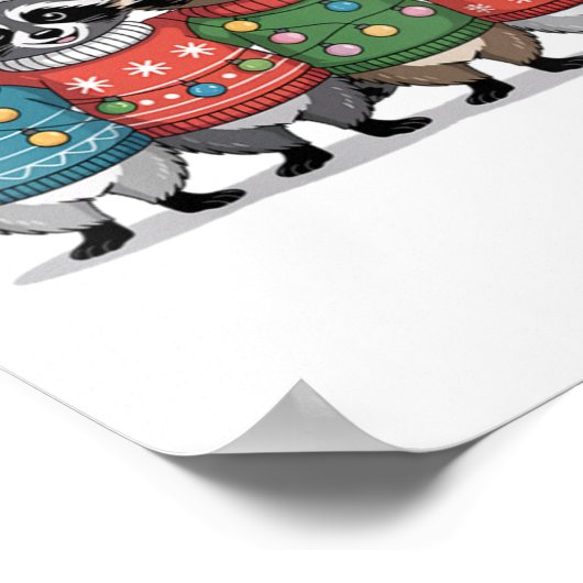 Womens Christmas Lights Raccoon Santa Funny Xmas T Poster (Hoek)