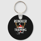 Womens Christmas Running Team Funny Reindeer Train Sleutelhanger (Voorkant)