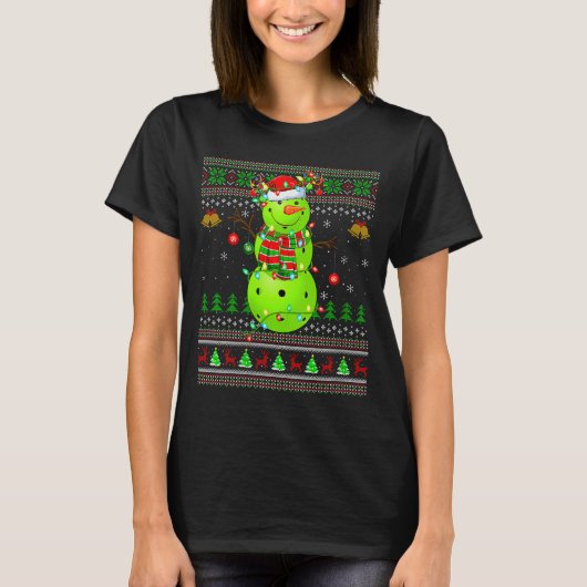 Womens Ckleball Snowman Ugly Christmas Sweater Srt T-shirt (Voorkant)