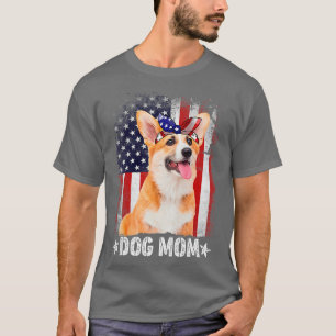 Womens Classic Corgi Dog Mom Usa Flag Mother's Day T-shirt