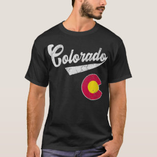 Womens Colorado Flag Home Love Sporty Retro Fade V T-shirt