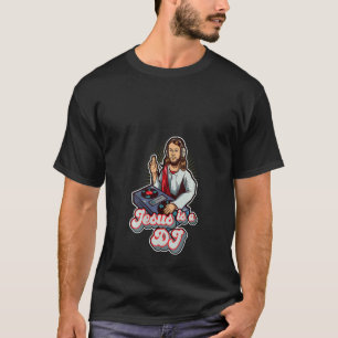 Womens Cool Retro  Jesus is een DJ Mixer Musi T-shirt