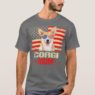Womens Corgi Mom Usa Flag Dog Lover Mothers Day176 T-shirt