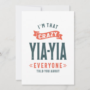 Womens Crazy Yia-Yia Grandma Moederdag Gift Bedankkaart