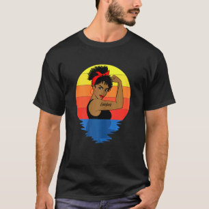 Womens Curly Black Queen Afro African American T-shirt
