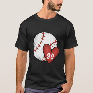 Womens Custom Baseball Moeder Nummer 99 Hart Voor T-shirt