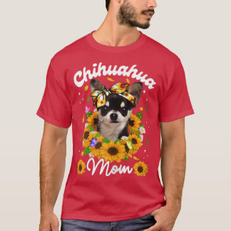 Womens Cute Chihuahua Dog Ma Sunflower Mothers Da T-shirt