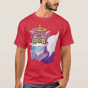 Womens Cute fox water-verfkleuren koudsjalf leo T-shirt