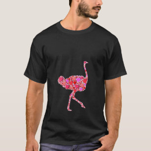 Womens Cute Hearts Ostrich Funny Animals Valentijn T-shirt