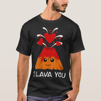 Womens Cute Lava Day Volcano Love Couple Valentijn T-shirt