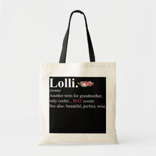 Womens Cute Lolli Definition Grandma Floral Tote Bag