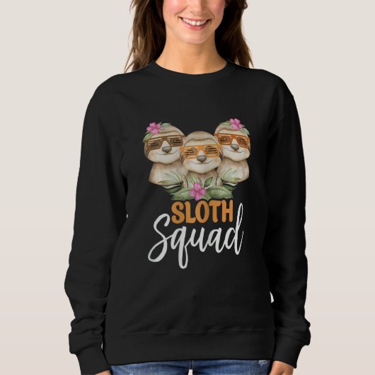 Womens Cute Sloth Squad   Retro 80s Style Matching Trui (Voorkant)