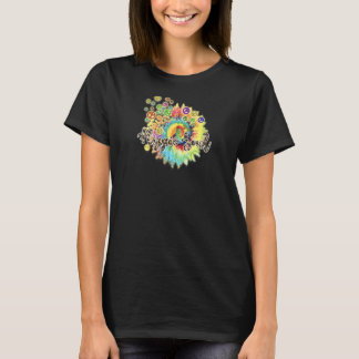 Womens Daisy Peace Sign Flower T-shirt
