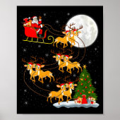 Womens Deer Santa Sleigh Flying Funny Magical Chri Poster (Voorkant)