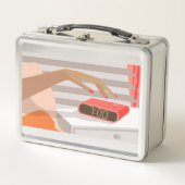 Womens die de wekker in de hand drukken (Voorkant)