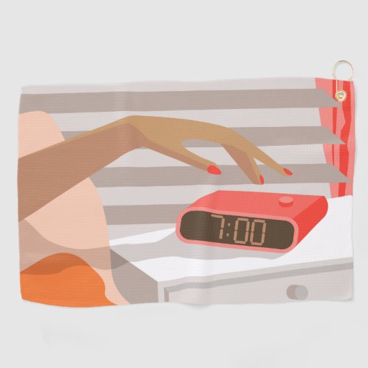 Womens die de wekker in de hand drukken golfhanddoek (Horizontaal)