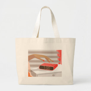 Womens die de wekker in de hand drukken grote tote bag