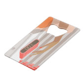 Womens die de wekker in de hand drukken kredietkaart flessenopener (Voorkant Gekanteld)