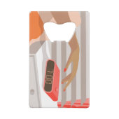 Womens die de wekker in de hand drukken kredietkaart flessenopener (Achterkant)