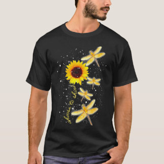 Womens Dragonfly Sunflower Teacher Growth Mindset T-shirt