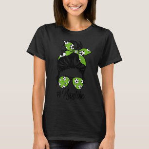 Womens Dy Nan Life Voetbal Moederdag Messy Bun T-shirt