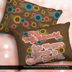 Women's Empowerment Retro jaren 60 en 70 Bloemen Accent Kussen