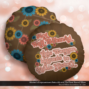 Women's Empowerment Retro jaren 60 en 70 Bloemen Rond Kussen
