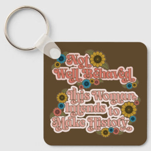 Women's Empowerment Retro jaren 60 en 70 Bloemen Sleutelhanger