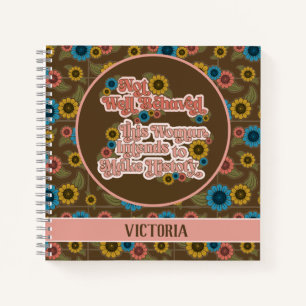 Women's Empowerment Retro jaren '60 en '70 Floral Notitieboek