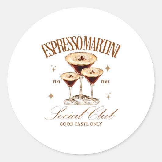 Womens Espresso Martini Social Club Drinking Tail  Ronde Sticker (Voorkant)