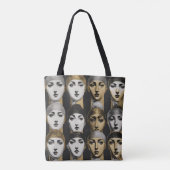 Womens Faces Gold Zwart Wit Design Tas (Achterkant)