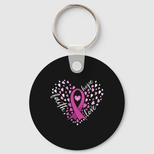 Womens Faith Hope Love Breast Cancer Awareness N Sleutelhanger (Voorkant)
