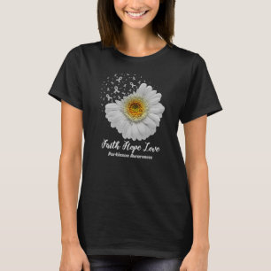 Womens Faith Hope Love Parkinson Awareness Flower T-shirt