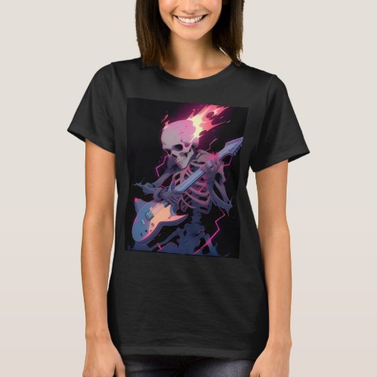 women's flaming rock skeleton t-shirt (Devant)