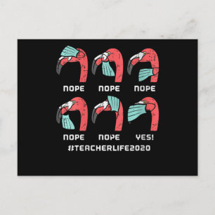 Womens Flamingo Face Mask Teacher Life 2020 Social Aankondigingskaart