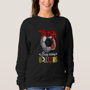 Womens Football Mam Soccer Mam Busy Raising Baller Trui
