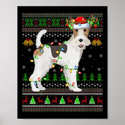 Womens Fox Terrier Dog Ugly Christmas Sweaters Hol Poster (Voorkant)