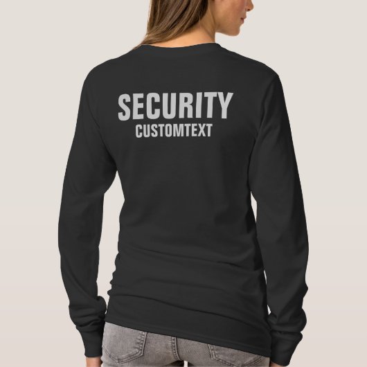 Womens Front & Back Double Sided Security Black T-shirt (Achterkant)