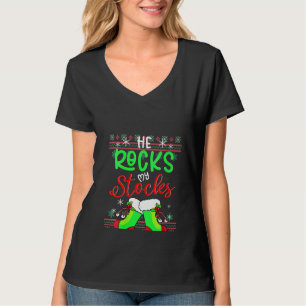 Womens Fun Couples Pajama Hij gooit mijn voorraden T-shirt