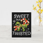Womens Funny Candy Cane Sweet But Twisted Christma Kaart (Gele Bloem)