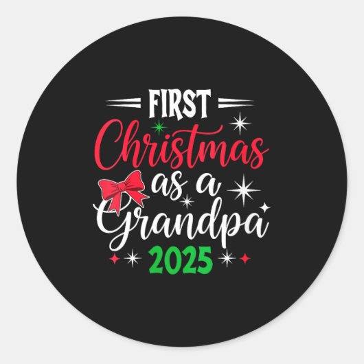 Womens Funny First Christmas As Grandpa 2025 Match Ronde Sticker (Voorkant)