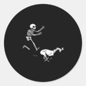 Womens Funny Ghound Running Skeleton Halloween V-n Ronde Sticker (Voorkant)